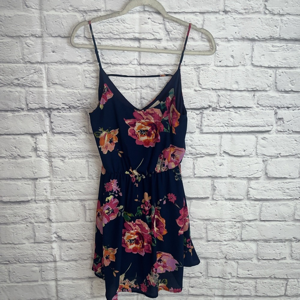 Everly Floral Boho Spaghetti Strap Skater Dress Cottagecore Size S Coquette